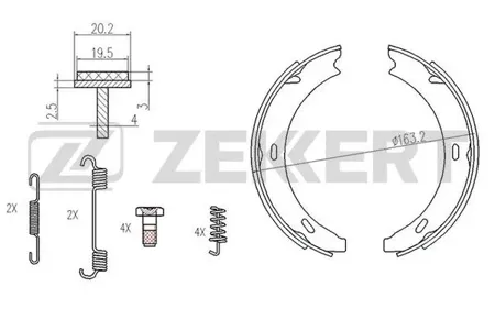 ZEKKERT BK4440 Колодки торм.барабанные задн., стоян. торм., с уст. компл. Mercedes 190 (W201) 82-, A-Class (W168,169W) 97-, B-Class (W245) 05-