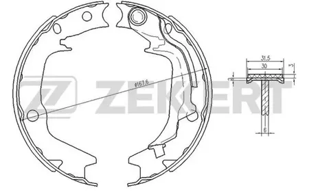 ZEKKERT BK4442 Колодки торм.барабанные задн., стоян. торм. Hyundai Getz 02-, i20 08-, Sonata VI 98-, XG 98-, Kia Soul 09-, Magentis 01-