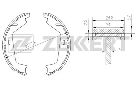 ZEKKERT BK4447 Колодки торм.барабанные задн., стоян. торм. Volvo S60 00-, S80 I-II 98-, V70 I-III 96-, XC70 II 07-, XC90 02-