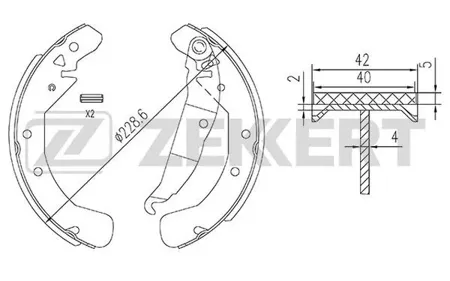 ZEKKERT BK4448 Колодки торм.барабанные задн. Opel Astra F 91-, Astra G II 98-, Astra H 04-, Co Mercedes o 95-, Vectra B II 95-, Zafira A,B 99-
