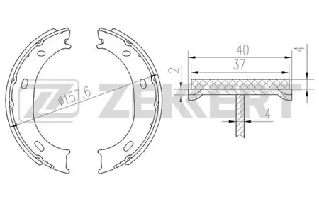 ZEKKERT BK4450 Колодки торм.барабанные задн., стоян. торм. Mercedes A-Class (W168) 01-, G-Class (W461) 97-, Sprinter (B901,B902) 95-, VW LT II 96-