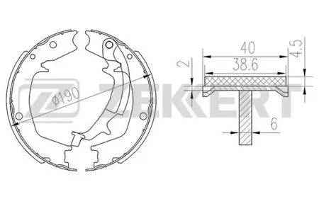 ZEKKERT BK4451 Колодки торм.барабанные задн., стоян. торм. Hyundai Elantra IV 05-, Santa Fe 01-, Sonata IV 98-, Tucson 04-, Kia Sportage II 04-