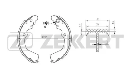 ZEKKERT BK4466 Колодки торм.барабанные задн. Mitsubishi Carisma 95-, Colt IV,V 92-, Lancer III-VI 86-, Space Runner 91-, Space Star 98-