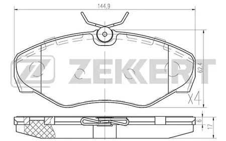 ZEKKERT BS1007 Колодки торм.передние Nissan Primastar (X83) 01-, Opel Vivaro A 01-, Renault Trafic II-III 00-, Espace III 00-