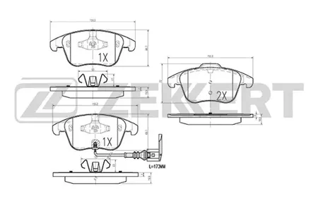 ZEKKERT BS1009 Колодки торм.передние с датчиком Audi Q3 11-, Seat Alha Mercedes ra II 10-, VW Sharan II 10-, Tiguan 07-