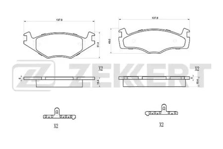 ZEKKERT BS1023 Колодки торм.передние VW Golf I-III 80-, Jetta I, II 80-, Passat I-IV 83-, Scirocco 83-, Vento 93-, Caddy 83-