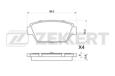ZEKKERT BS1024 Колодки торм.задние Mitsubishi Colt II, III 86-, Eclipse 91-, Galant V-VII 89-, Lancer IV 92-