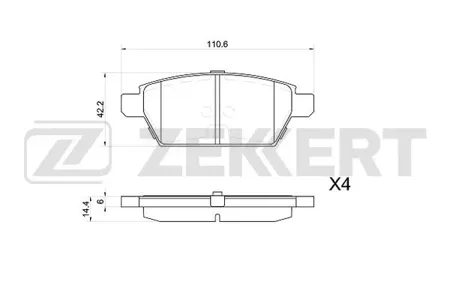 ZEKKERT BS1044 Колодки торм.задние Mazda 6 02-
