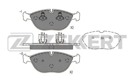 ZEKKERT BS1074 Колодки торм.передние Audi A4 00-, A8 96-, BMW 7 (E38) 94-, Mercedes CLK (208) 98-, SLK (R170) 01-, VW Golf IV 02-, Passat V 96-
