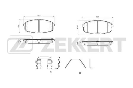 ZEKKERT BS1076 Колодки торм.передние Hyundai Creta 16-, i30 07-, Kia Seltos 19-, Cerato II, IV 09-, Ceed 06-, Carens II 02-