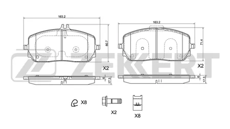 ZEKKERT BS1083 Колодки торм.передние Mercedes A-Class (W177, V177) 18-, B-Class (W247) 18-, CLA (C118, X118, H247) 19-, GLB (X247) 19-