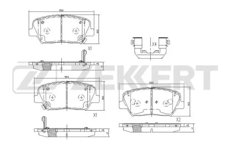 ZEKKERT BS1094 Колодки торм.передние Kia Seltos 19-, Carens IV 13-, K9 II 19-, Hyundai Santa Fe III 12-, Grand eur V 11-, Creta 16-, Nexo 18-
