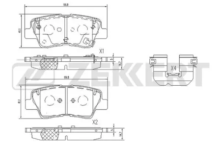 ZEKKERT BS1095 Колодки торм.задние Kia Seltos 19-, Soul II, III 14-, Carens IV 13-, Hyundai Solaris II 17-, Elantra VI 15-, I30 II 11-