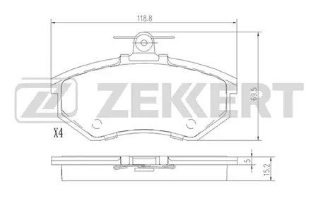 ZEKKERT BS1097 Колодки торм.передние Audi 80 III 82-, 90 II 84-, VW Golf III 91-, Passat II-III 85-, Corrado 89-, Vento 91-