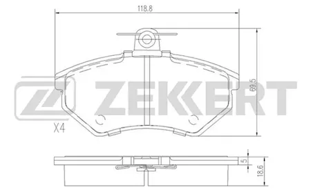 ZEKKERT BS1098 Колодки торм.передние Audi 80 V 93-, Seat Ibiza II 96-, Chery Amulet I-II 03-, VW Golf II-IV 88-, Passat III-IV 88-