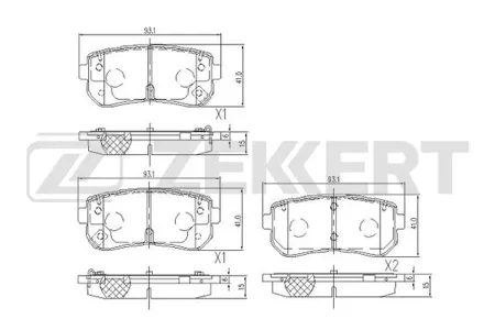 ZEKKERT BS1105 Колодки торм.задние Hyundai Creta 16-, Accent III 05-, Tucson III 15-,  Kia Rio  II 05-, Ceed 06-, Sportage III 10-
