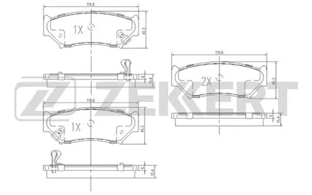ZEKKERT BS1106 Колодки торм.передние Suzuki Jimny (SN) 03-, Grand Vitara (FT,HT) 98-, Vitara (ET,TA,TD) 90-, Vitara Cabrio (ET,TA) 90-