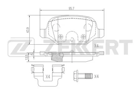 ZEKKERT BS1108 Колодки торм.задние Lada Vesta 15-, Xray 16-, Fiat Panda (169) 04-, 500 (312) 07-, Lancia Musa (350) 08-