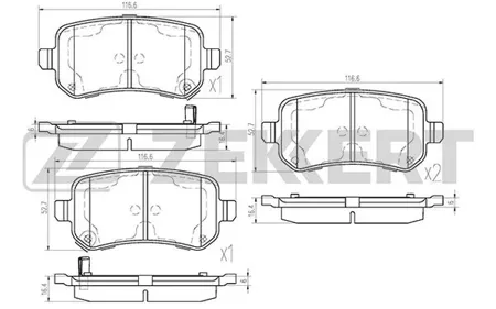 ZEKKERT BS1126 Колодки торм.задние Chrysler Grand Voyager V 07-, Dodge Journey 08-, Fiat Freemont (345) 11-