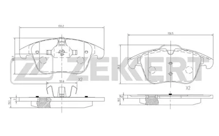 ZEKKERT BS1128 Колодки торм.передние Citroen C5 I, II 01-, Ford Mondeo IV 07-, Peugeot 508 10-, Volvo S60 II 10-