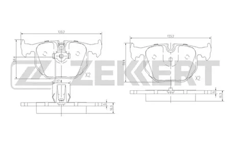 ZEKKERT BS1137 Колодки торм.задние BMW 3 (E46) 99-, 5 (E39) 98-, 7 (E38) 94-, X3 (E83) 03-, X5 (E53) 99-, Land Rover Range Rover III 02-