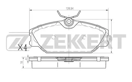 ZEKKERT BS1159 Колодки торм.передние Renault Clio II 00-, Laguna 99-, Megane 96-, Megane Scenic 97-, Safrane II 99-, Scenic 99-