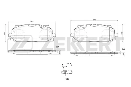 ZEKKERT BS1164 Колодки торм.передние Audi A4 V 15-, A5S5 II 16-, A8 IV 17-, Q5 II 16-, Q7 II 15-, VW Touareg III 17-