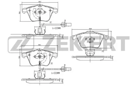 ZEKKERT BS1173 Колодки торм.передние с датчиком Audi A4 III 06-, A6 III 04-, A6 Allroad 06-, A8 II 02-, S6 III 04-
