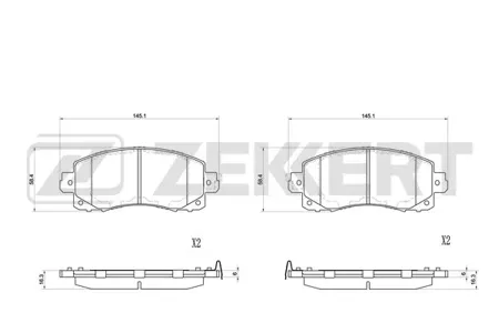 ZEKKERT BS1174 Колодки торм.передние Subaru Forester (SKS14) 18-, Impreza (GTG14) 16-, XV (GTG24) 17-