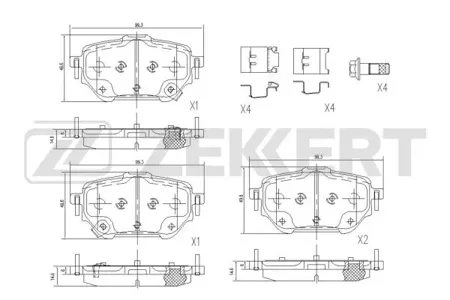 ZEKKERT BS1183 Колодки торм.задние с уст. компл. Toyota Corolla (E210) 19-