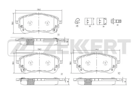 ZEKKERT BS1184 Колодки торм.передние с уст. компл. Toyota Corolla (E210) 18-
