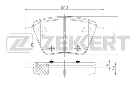 ZEKKERT BS1185 Колодки торм.задние Audi A1 10-, A3 II 03-, Skoda Octavia (1Z3,1Z5,933) 04-, Yeti (5L6,5L7,676,677) 09-, VW Golf VI 08-