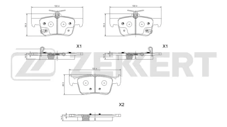 ZEKKERT BS1198 Колодки торм.задние Honda Civic X 16-, Changan CS35 22-, CS35 Plus 21-