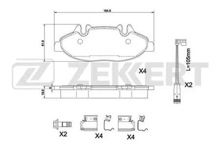 ZEKKERT BS1213 Колодки торм.передние с датчиком Mercedes Viano (639) 03-, Vito (639) 03-