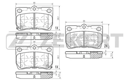 ZEKKERT BS1224 Колодки торм.задние Lexus GS 300,430 (S19) 05-, GS 450h,460 (S19) 06-, IS C 250 (GSE2) 09-, IS 200d (E2) 10-