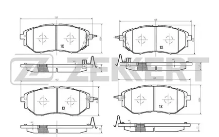ZEKKERT BS1241 Колодки торм.передние Subaru Forester (SJ) 13-, Legacy (BL,BP,BM) 03-, Outback (BR,BS) 09-, Tribeca (B9) 05-
