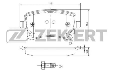 ZEKKERT BS1256 Колодки торм.задние Audi A4 II, III 03-, A6 II, III 02-, VW Multivan V 03-, TranSporter V 03-