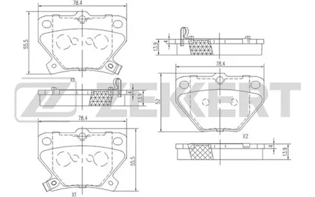 ZEKKERT BS1267 Колодки торм.задние Toyota Corolla (E120) 01-, Yaris Verso (P20) 99-, Celica (T230) 99-, Echo (P10) 03-