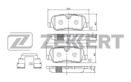 ZEKKERT BS1272 Колодки торм.задние Land Rover Discovery III, IV 09-, Range Rover III 05-