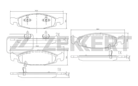 ZEKKERT BS1276 Колодки торм.передние Jeep Cherokee II 95-, Grand Cherokee II 99-