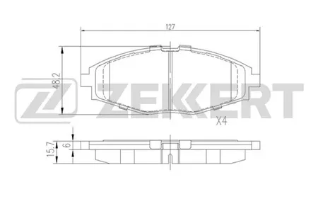 ZEKKERT BS1285 Колодки торм.передние Chevrolet Spark (M200) 05-, Daewoo Lanos (KLAT) 97-, Matiz (M100) 98-, Matiz (M200,M250) 05-