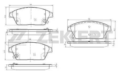 ZEKKERT BS1286 Колодки торм.передние Cadillac ATS 13-, Chevrolet Cruze (J300,305,308) 09- , Opel Astra J 09-, Mokka 12-, Zafira Tourer C 11-
