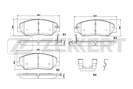 ZEKKERT BS1291 Колодки торм.передние Hyundai Genesis 08-, Santa Fe II,III 06-, Kia Mohave 07-, Sorento II 09-, SsangYong Actyon II 12-