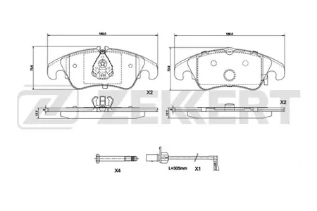 ZEKKERT BS1292 Колодки торм.передние Audi A6 IV Allroad 12-, A6 IV 11-, A6S6 IV 10-, A7 10-, Q5 08-