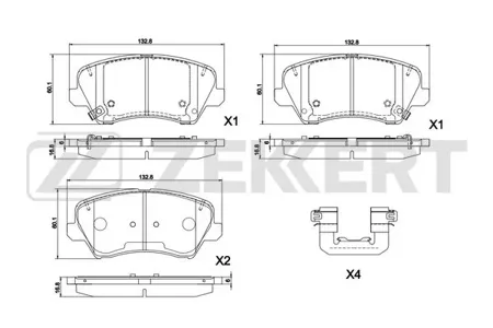ZEKKERT BS1297 Колодки торм.передние Kia Ceed II 15-, Pro Ceed II 15-, Cerato III,IV 16-, Cerato Koup III 16-