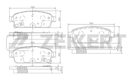 ZEKKERT BS1302 Колодки торм.задние Chevrolet Aveo (T300) 13-, Cruze (J300,305,308) 09-, Opel Astra J 09-, Mokka 12-, Zafira Tourer C 11-