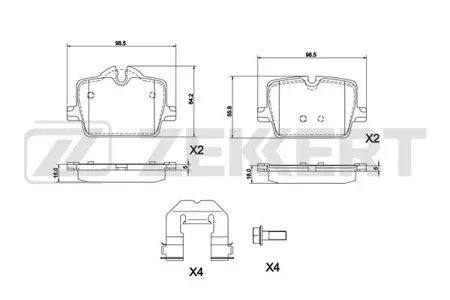 ZEKKERT BS1328 Колодки торм.задние BMW 3 (G20,G80,G28) 18-, 3 (G21) 19-, 4 (G22,G82) 20-, 4 (G23,G83) 20-, Z4 ( G29 ) 18-