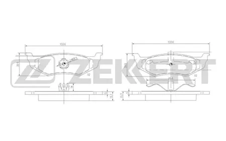 ZEKKERT BS1339 Колодки торм.задние Chrysler 300 M 98-, Neon I-II 94-, Sebring II 01-, Voyager III 95-, Dodge Caravan III 95-, Neon I-II 94-