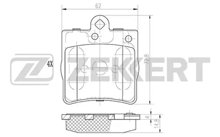 ZEKKERT BS1350 Колодки торм.задние Mercedes C-Class (202, 203) 93-, CLK (208) 98-, E-Class (210) 95-, S-Class (140) 92-
