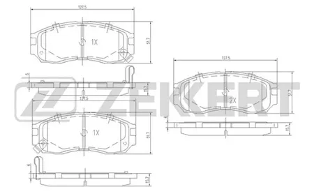 ZEKKERT BS1355 Колодки торм.передние Mitsubishi Colt III-IV 90-, Eclipse I-II 91-, Galant VI-VII 87-, Lancer VI-VIII 89-, Space Runner 91-